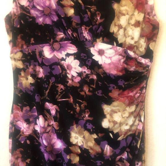 Lauren Ralph Lauren V Neck Empire Waist Floral Sheath Dress Career, Wedding Gues - Picture 4 of 16
